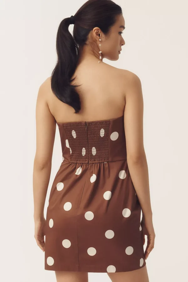 vintageclothstore strapless slim mini dress with bow accent