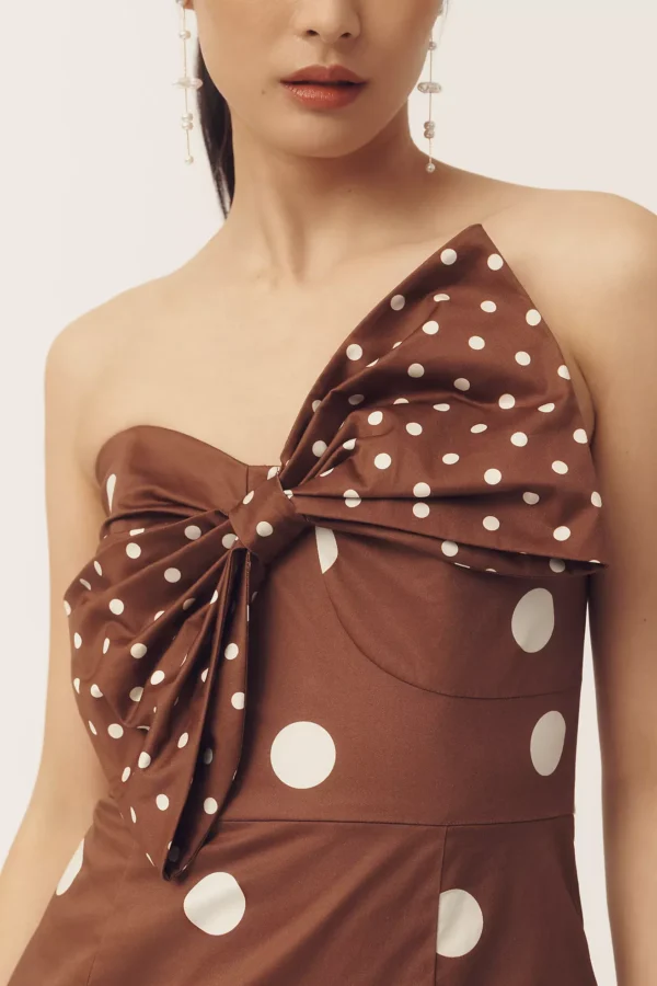 vintageclothstore strapless slim mini dress with bow accent
